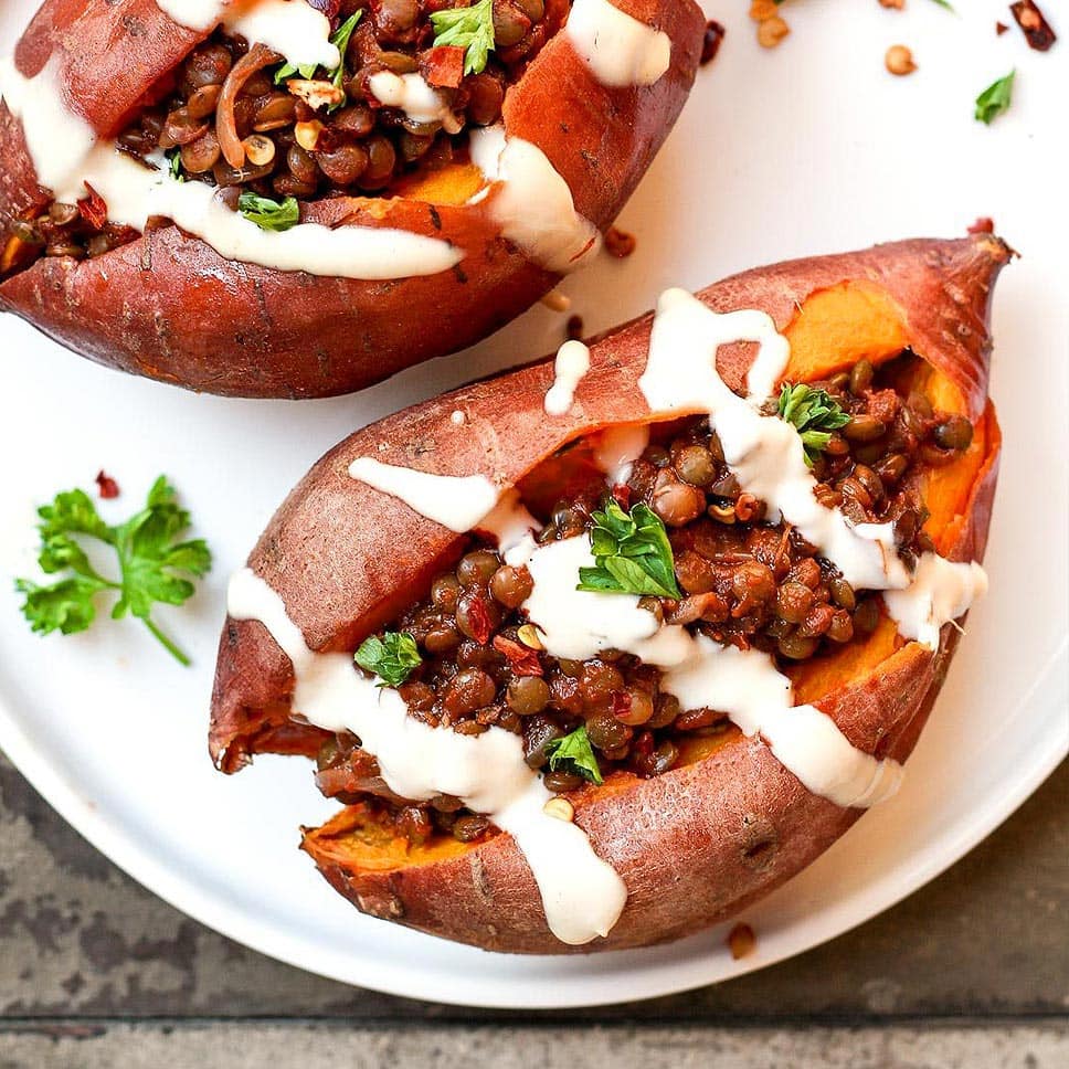 BBQ Lentil Stuffed Sweet Potatoes Full of Plants