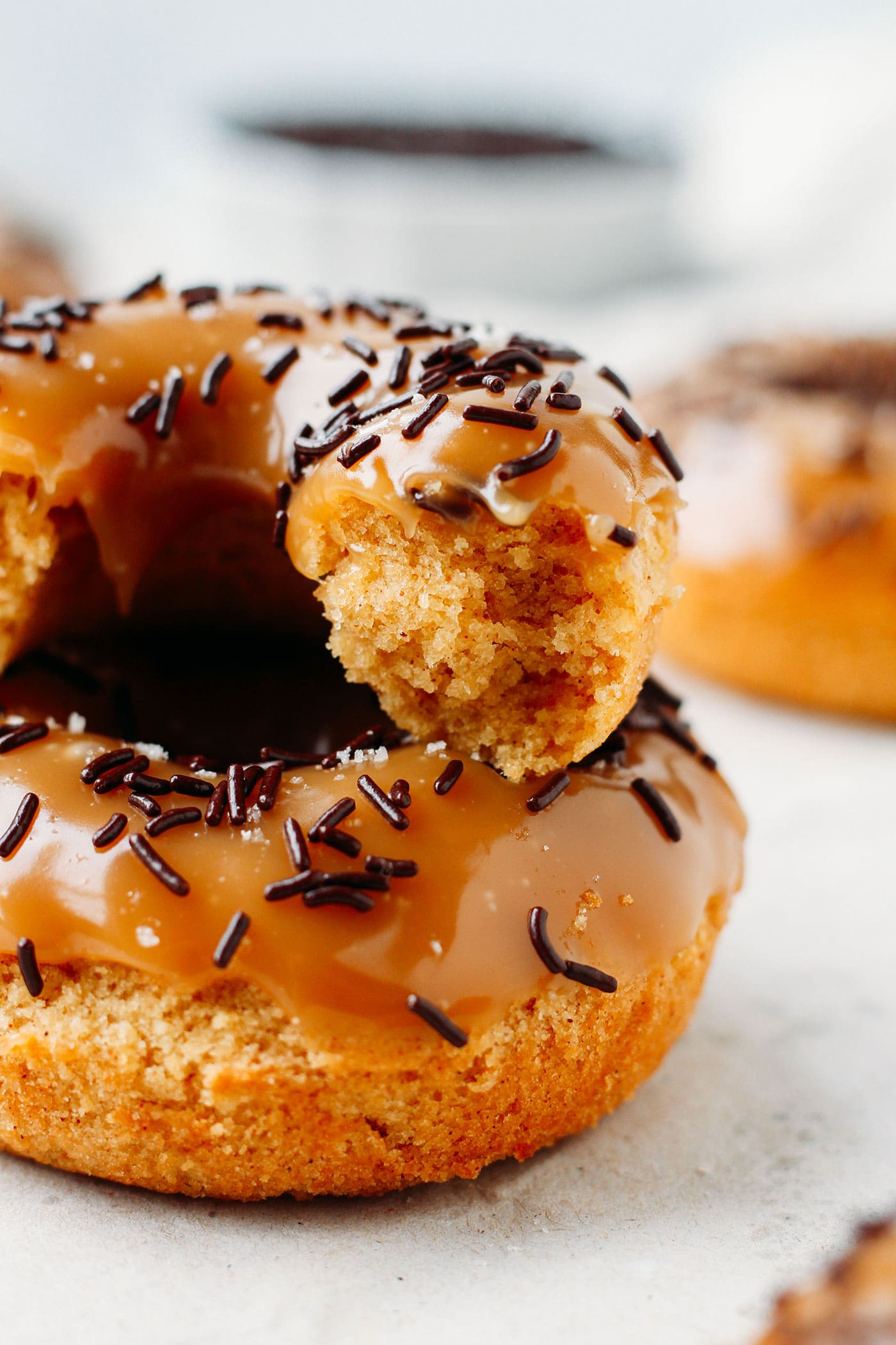 Vegan Baked Orange Donuts with Salted Caramel Glaze