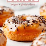 Baked Pumpkin Donuts with Salted Caramel Glaze (Vegan + GF)