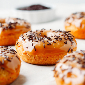 Baked Orange Donuts with Salted Caramel Glaze