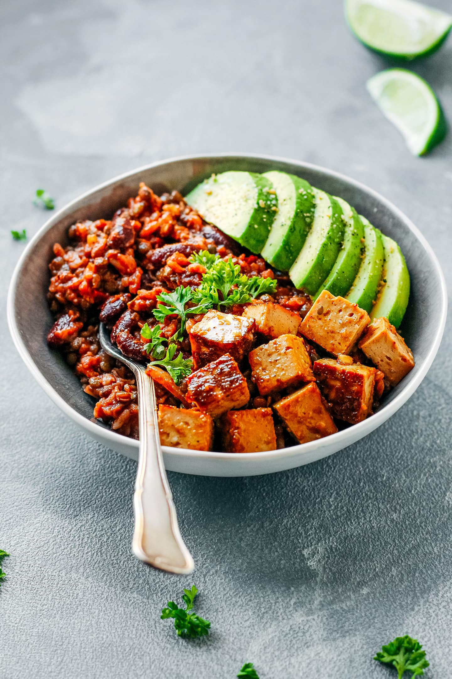 Vegan Enchilada Power Bowls with Spicy Tofu