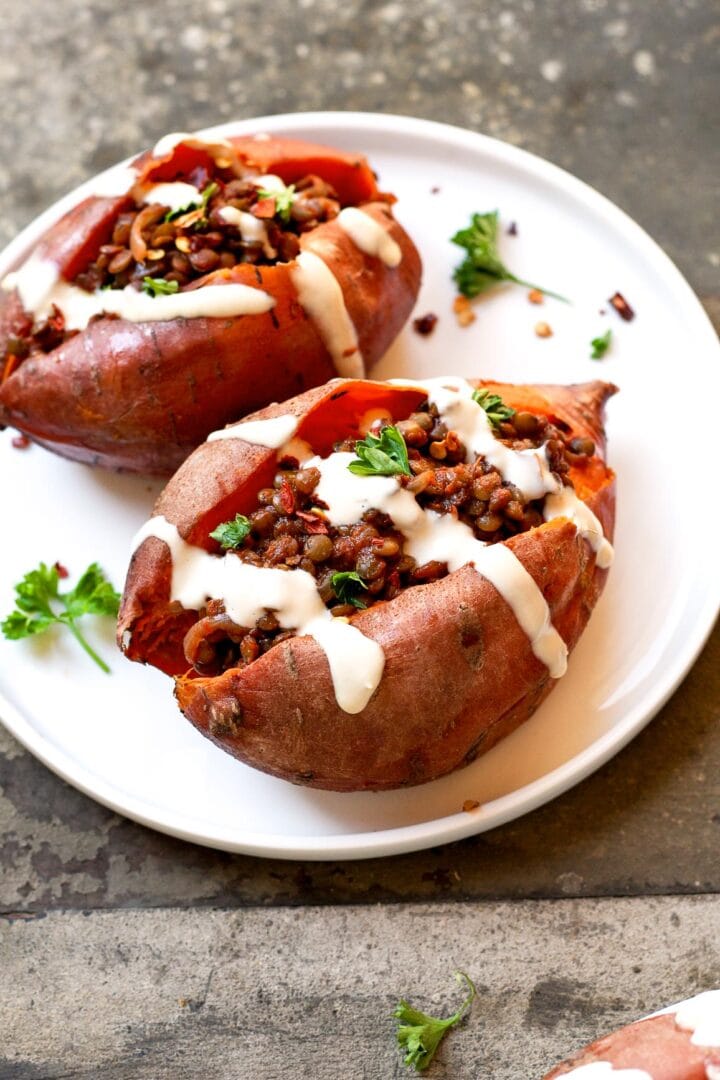 BBQ Lentil Stuffed Sweet Potatoes Full of Plants