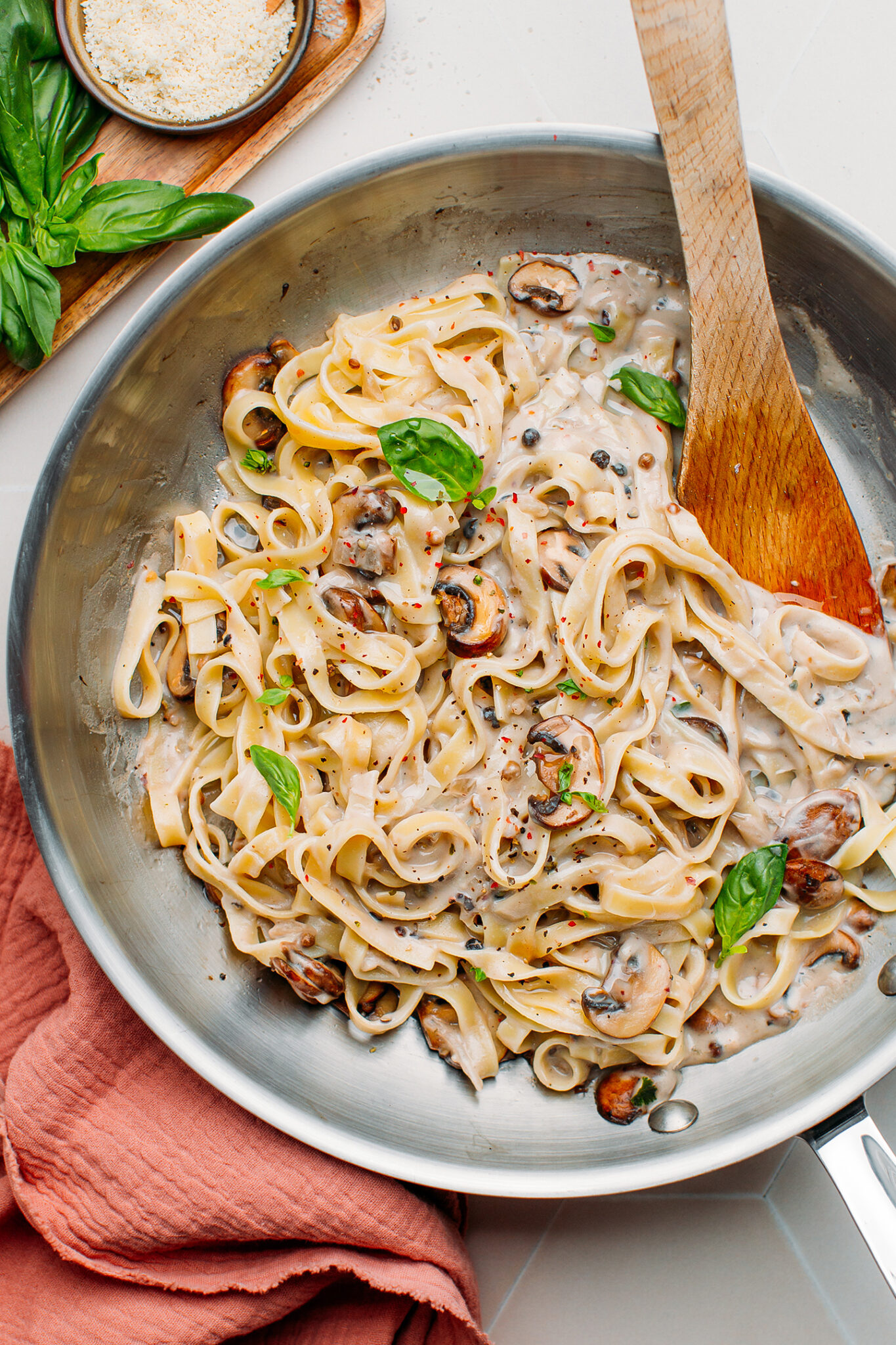 Mushroom Pasta with Creamy Peppercorn Sauce Full of Plants