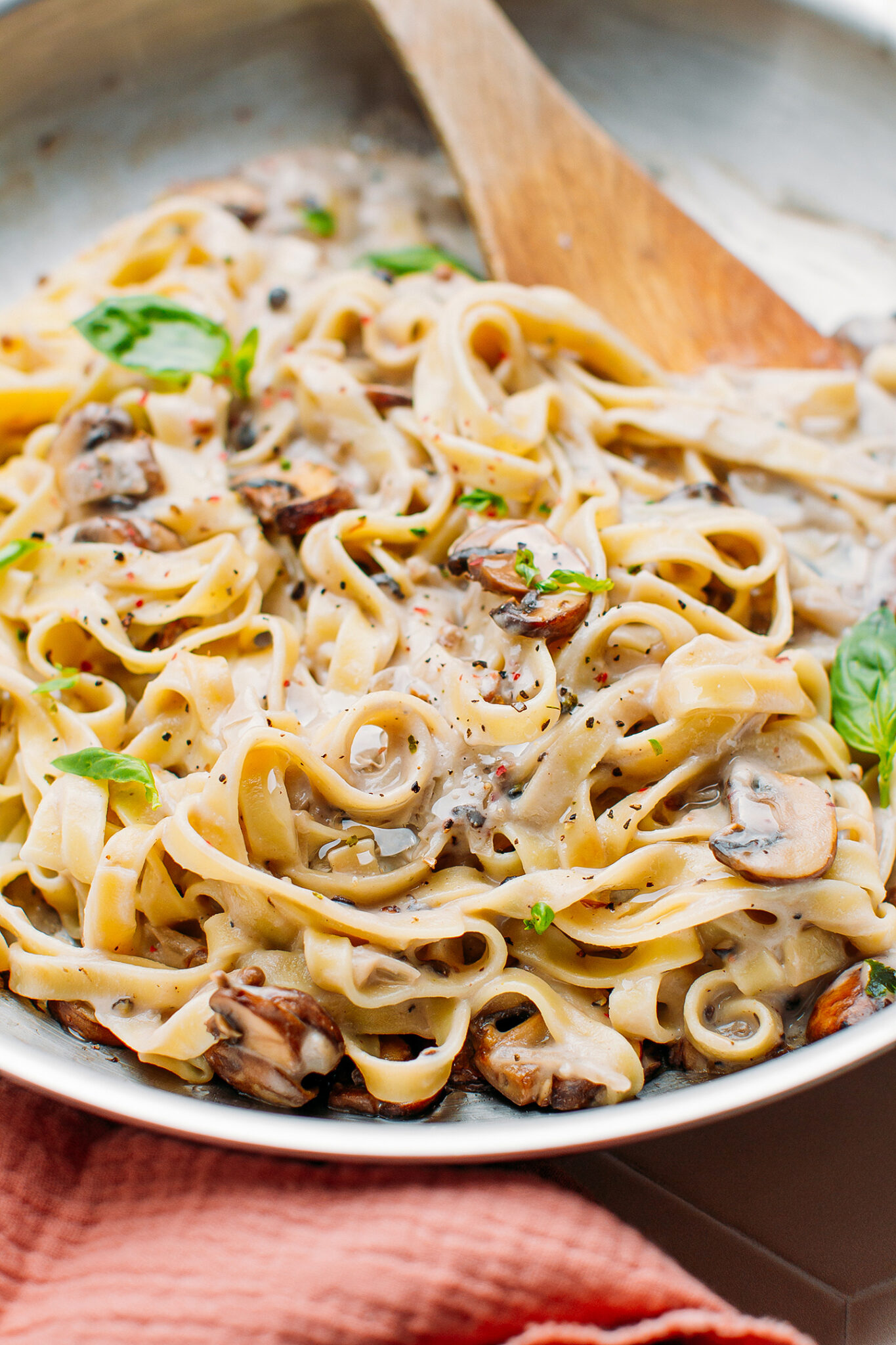 Mushroom Pasta with Creamy Peppercorn Sauce Full of Plants