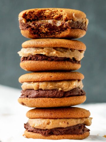 Caramel Chocolate Sandwich Cookies (Vegan + GF)