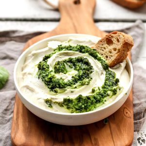 Vegan Pesto Swirl Cream Cheese
