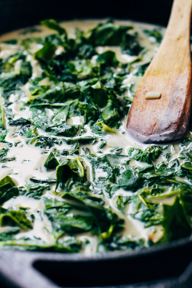 Curried Spinach Soup with Cashew Tempeh - Full of Plants