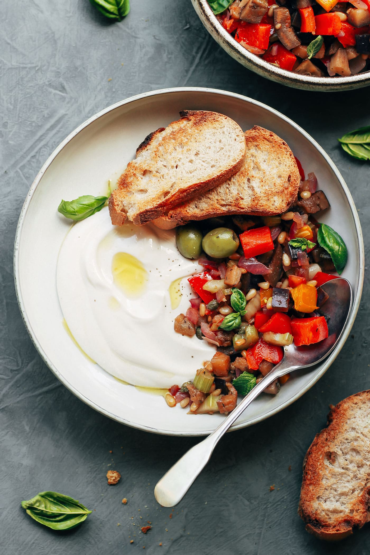 Eggplant Caponata with Almond Yogurt