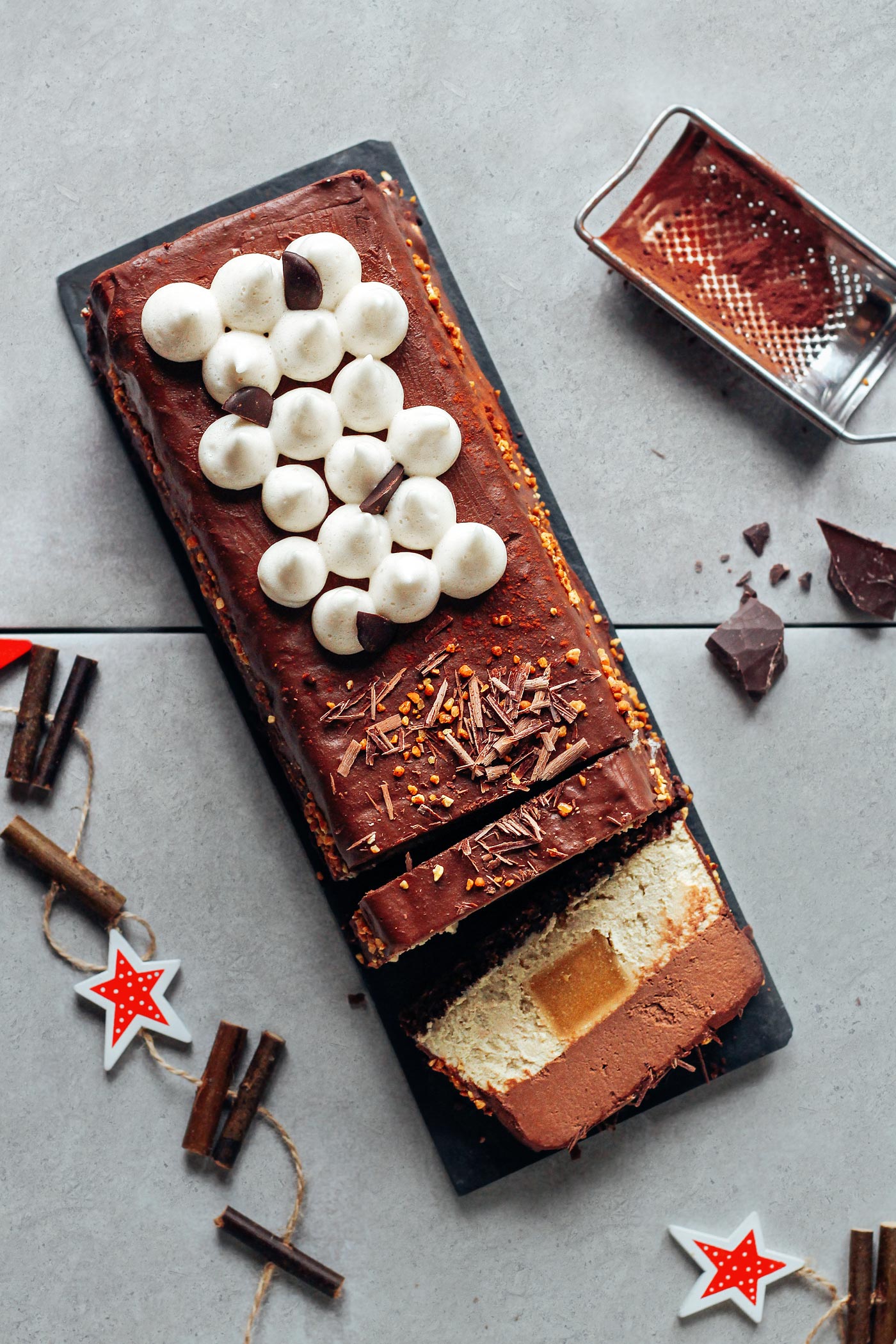 Vegan Chocolate Yule Log - Crumbs & Caramel