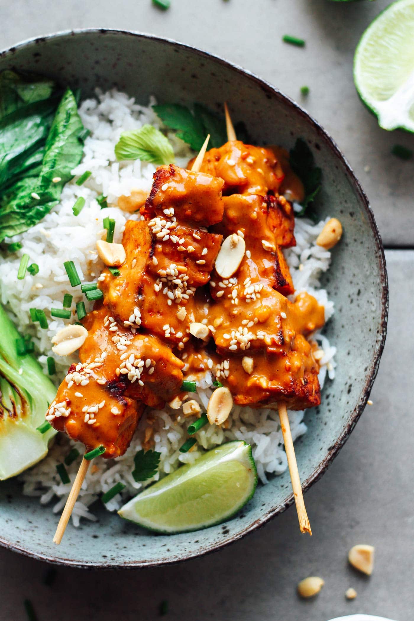 Sesame & Peanut Tempeh Skewers