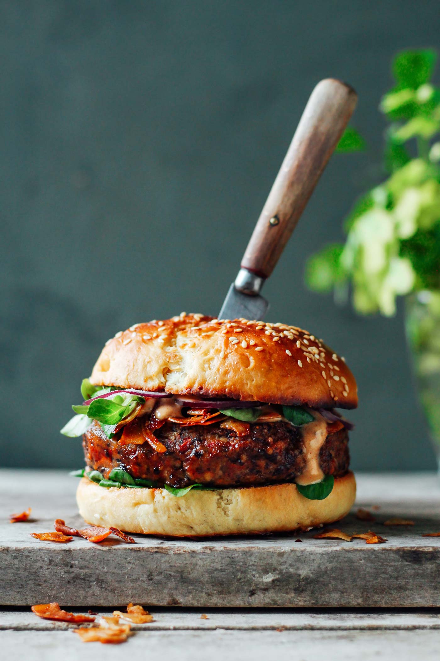 Smoky Tempeh Black Bean Burgers