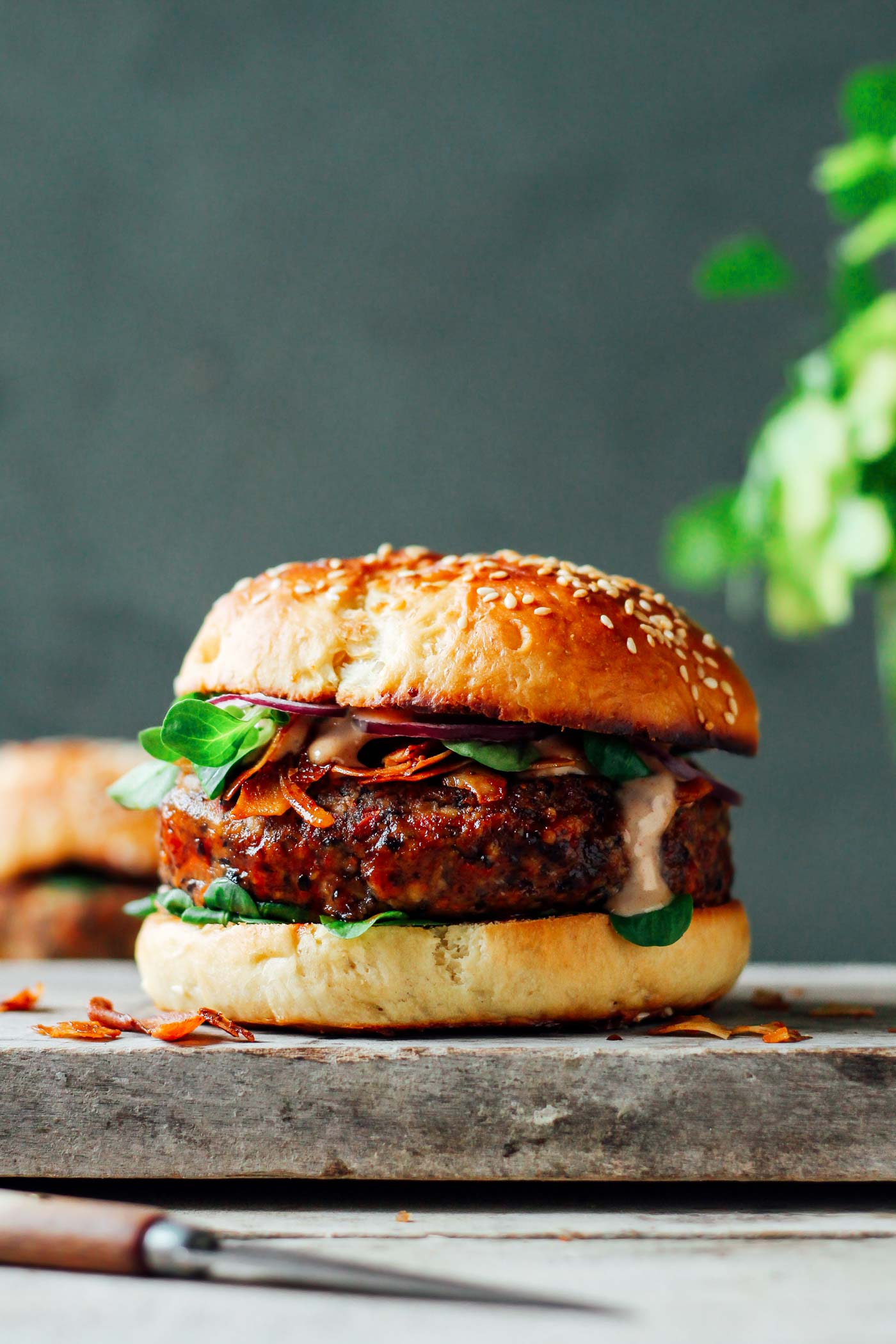 Smoky Tempeh Black Bean Burgers - Full of Plants