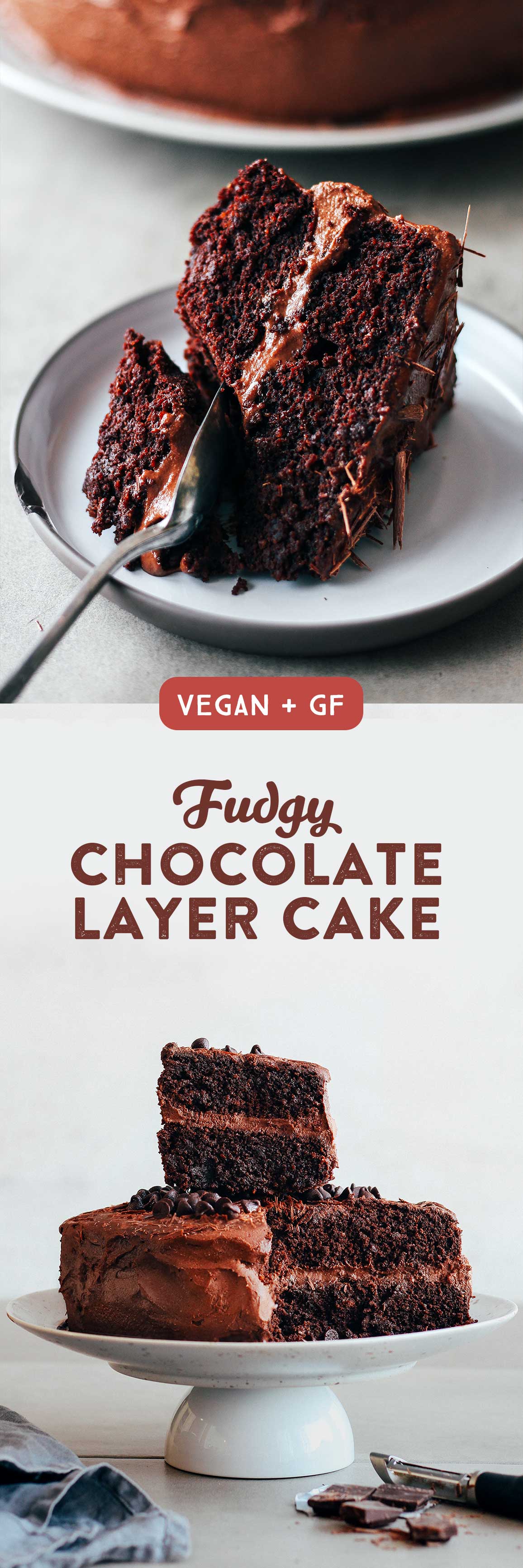 Fudgy Chocolate Layer Cake (Vegan + GF)