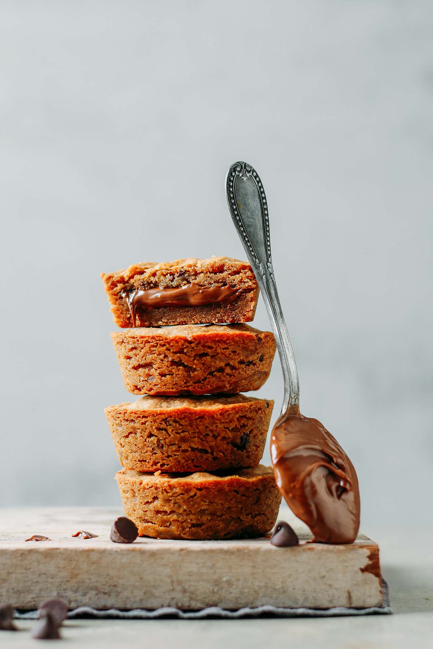 Nutella Stuffed Chocolate Chip Cookie Cups (Vegan + GF)