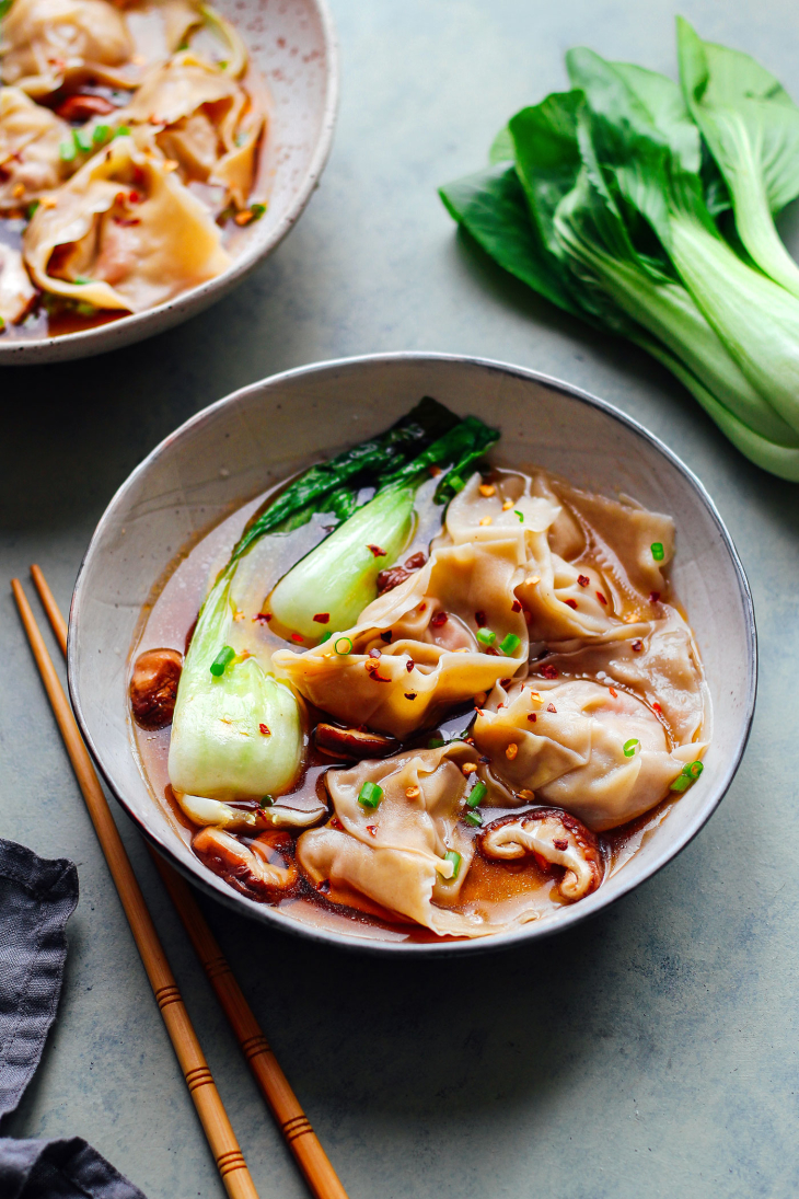 Hot & Sour Jackfruit Wonton Soup - Full of Plants