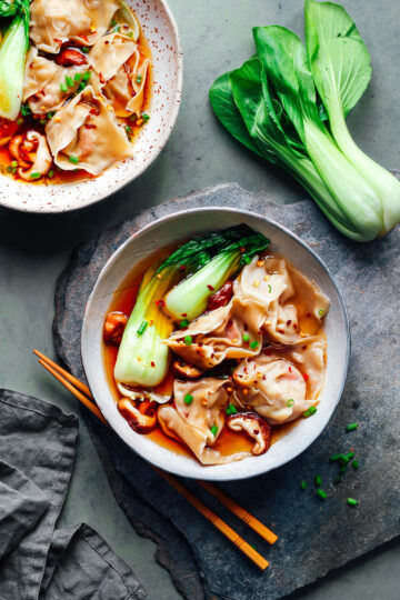 Hot & Sour Jackfruit Wonton Soup - Full of Plants