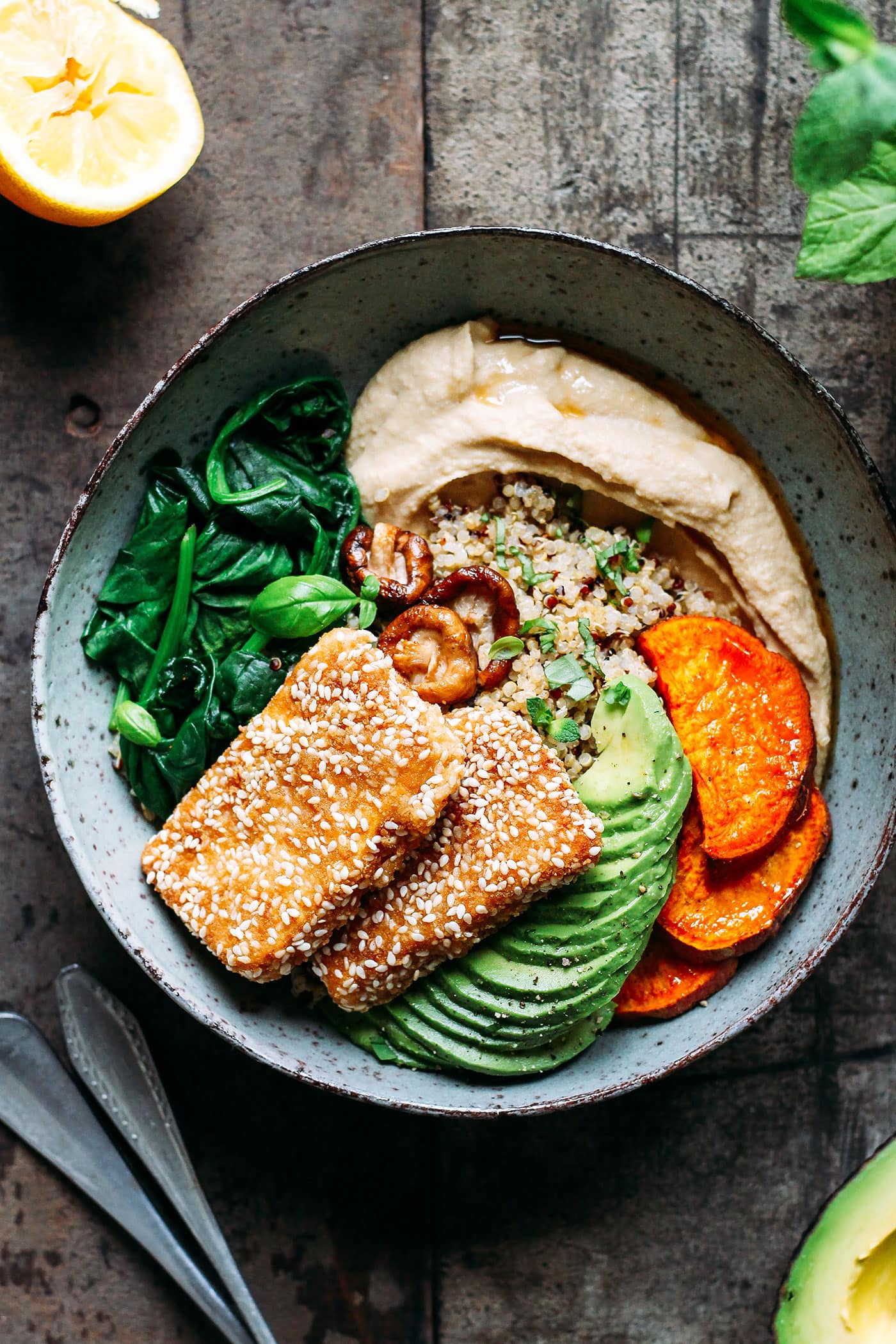 Sesame Crusted Hoisin Tofu Bowls