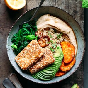 Sesame-Crusted Hoisin Tofu Buddha Bowl