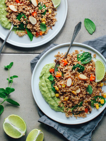 Bulgur & Lentil Salad with Mint Guacamole