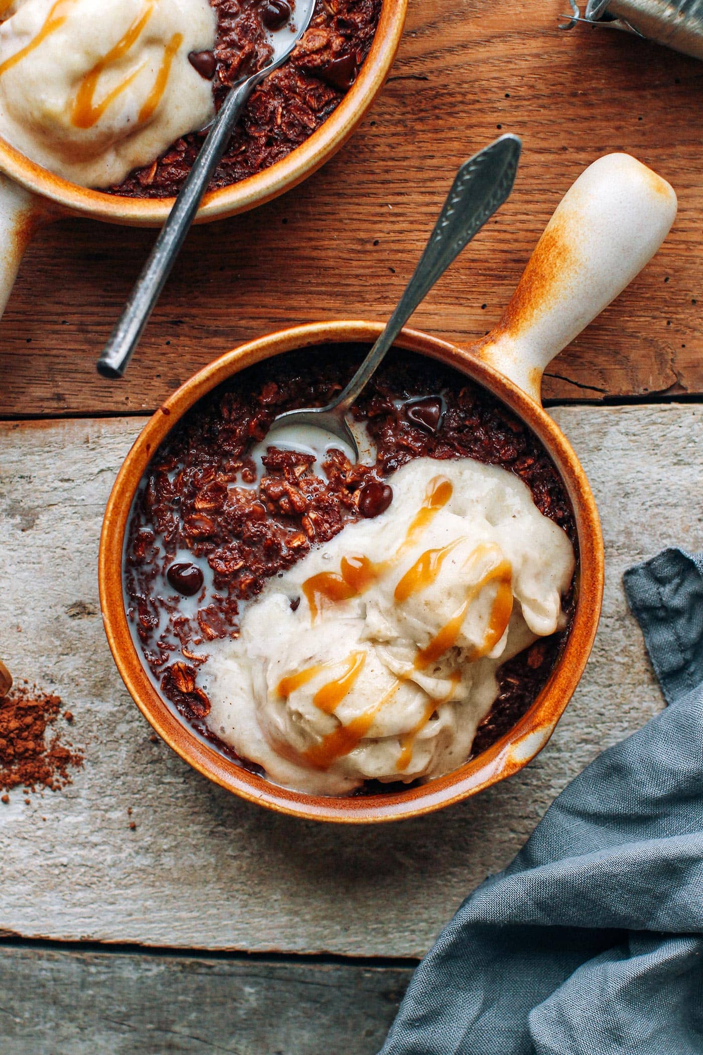 Brownie Oatmeal with Banana Ice cream (Hot & Cold!)