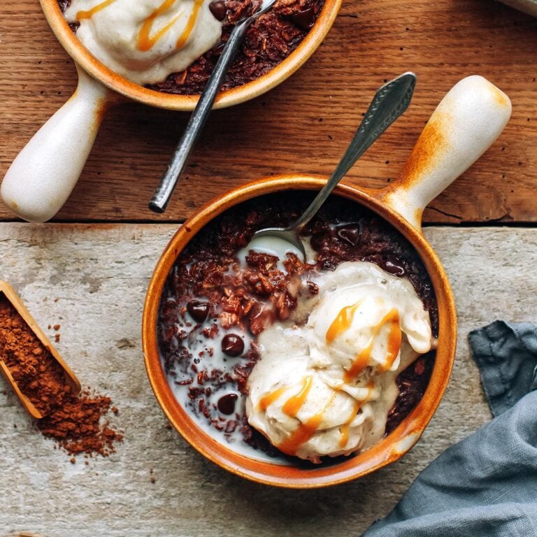 Brownie Oatmeal with Banana Ice cream (Hot & Cold!)