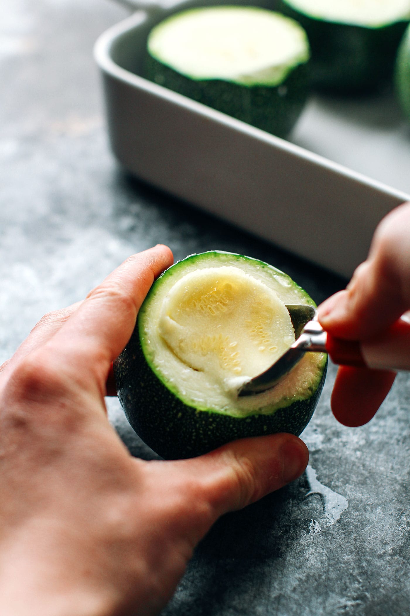 Three-Grain Enchilada Stuffed Zucchini