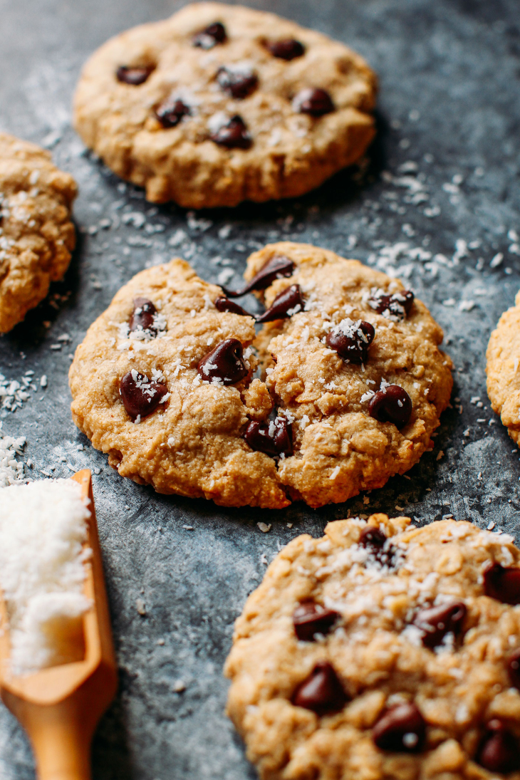 Healthy Oat & Coconut Chocolate Chip Cookies - Full of Plants