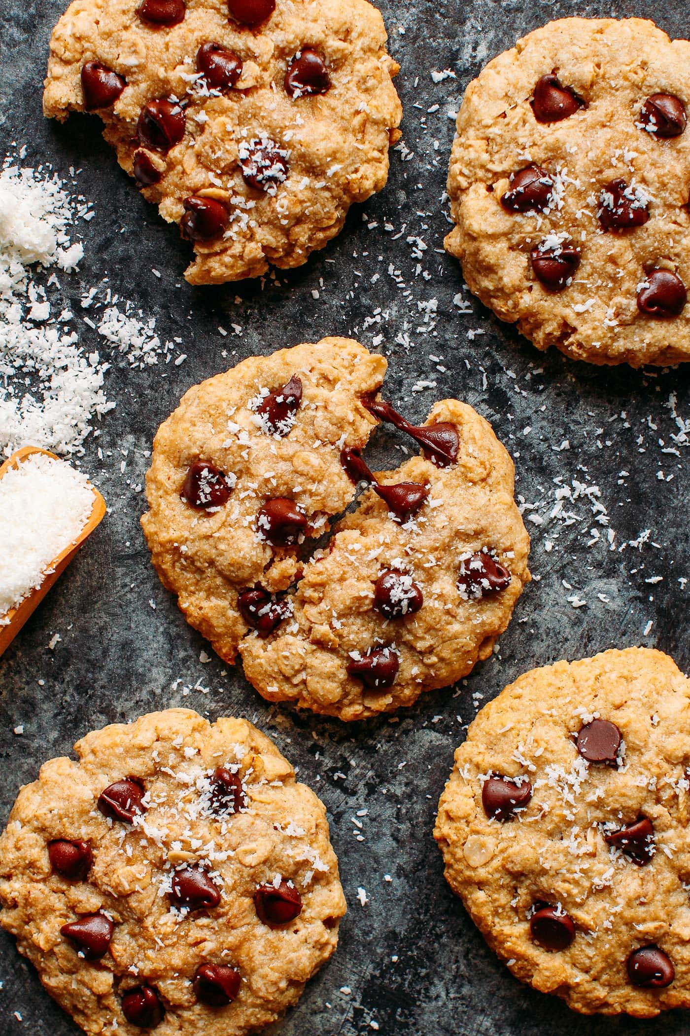 Healthy Oat & Coconut Chocolate Chip Cookies