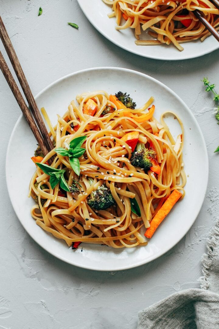 Instant Pot Sesame And Basil Noodles With Roasted Veggies Full Of Plants