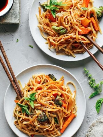Instant Pot Sesame & Basil Noodles with Roasted Veggies