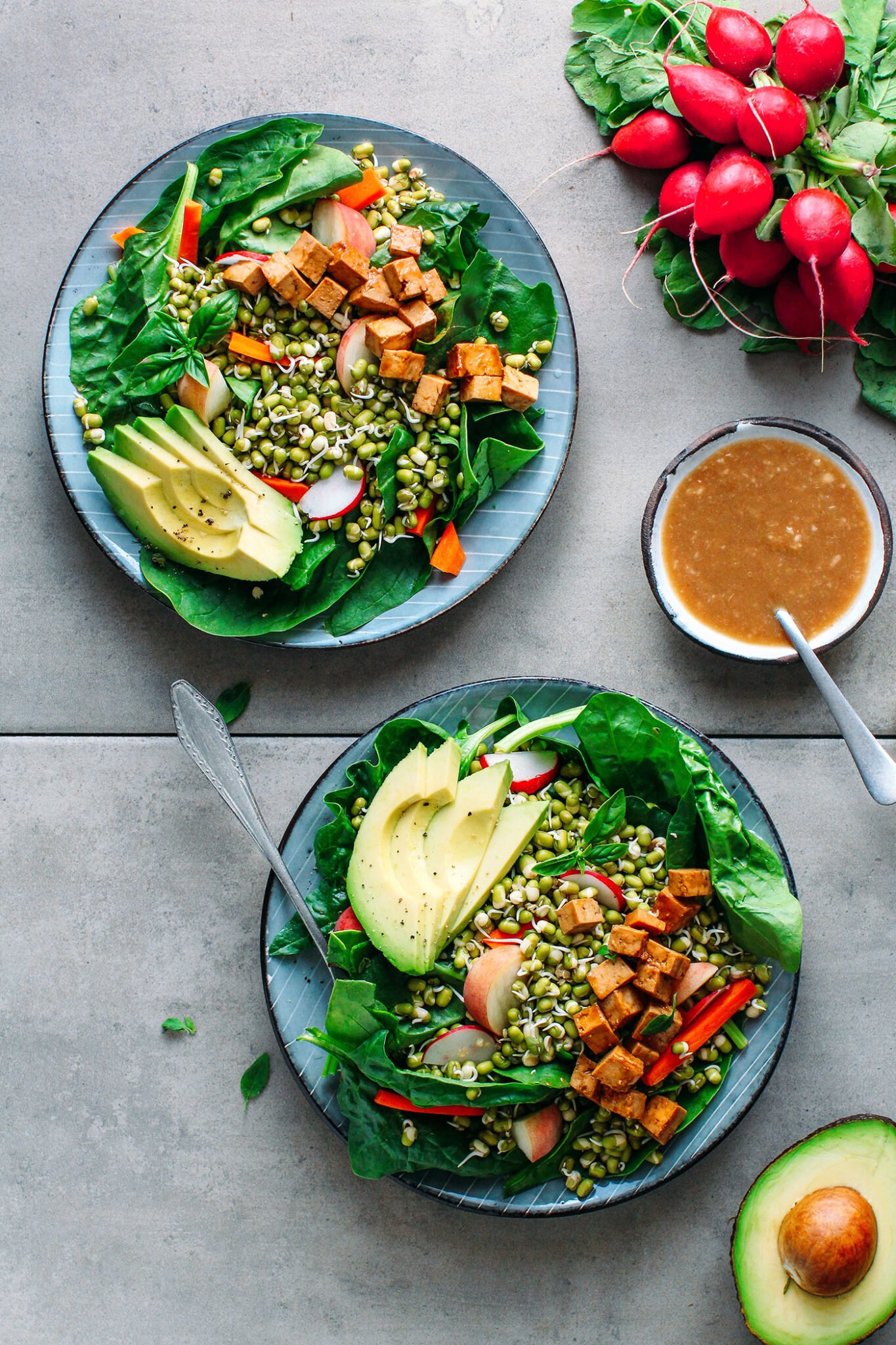 Sprouted Mung Bean & Peach Salad Full of Plants