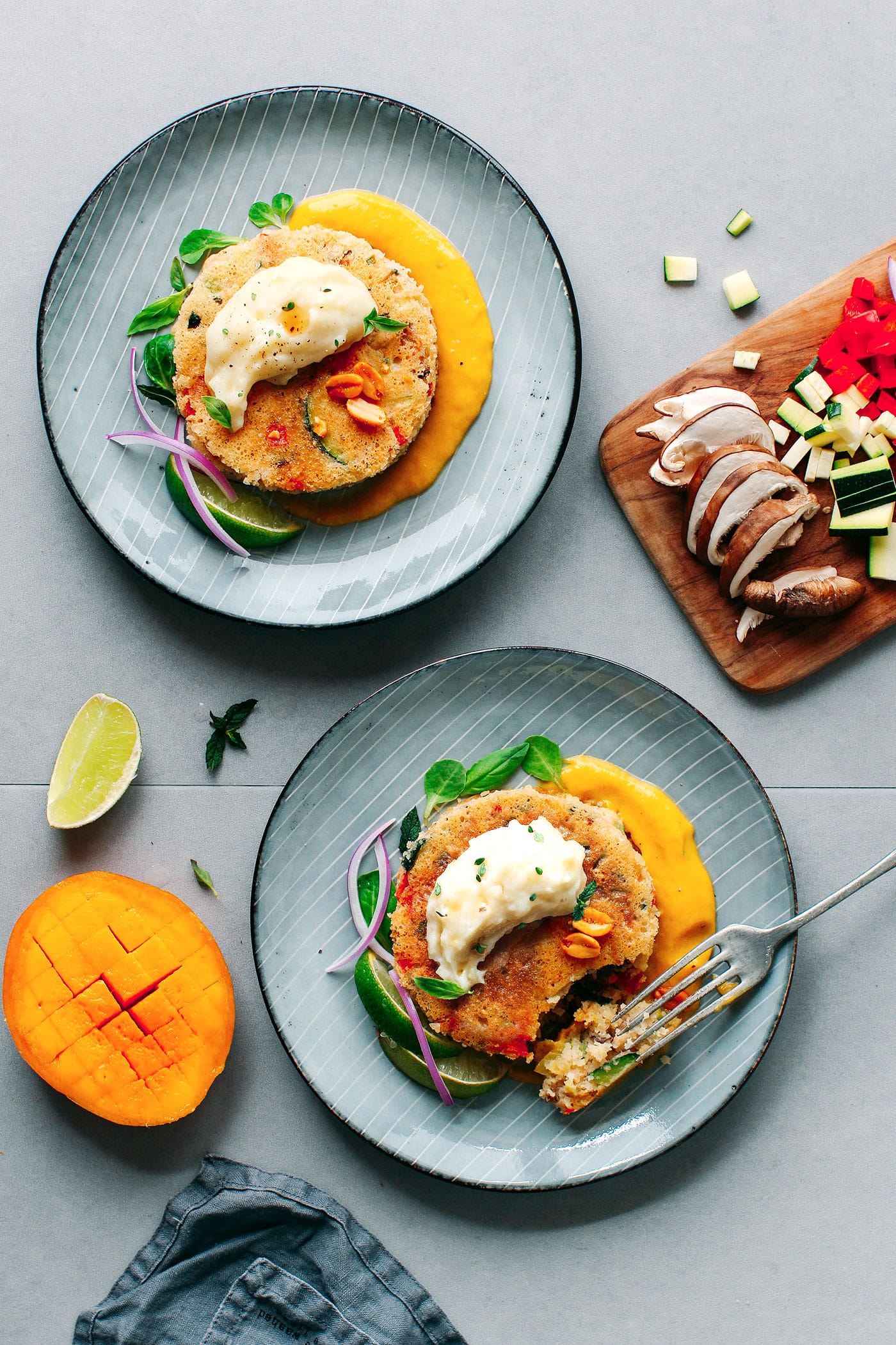 Thai Veggie Pancake with Creamy Mango Sauce