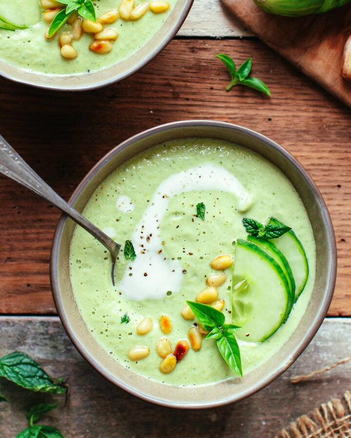 Creamy Cucumber Pesto Gazpacho