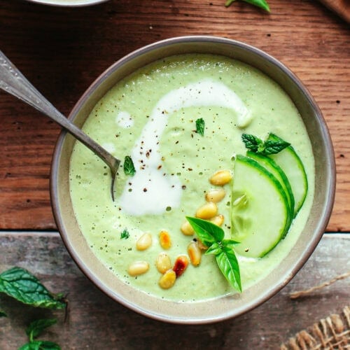 Creamy Cucumber Pesto Gazpacho