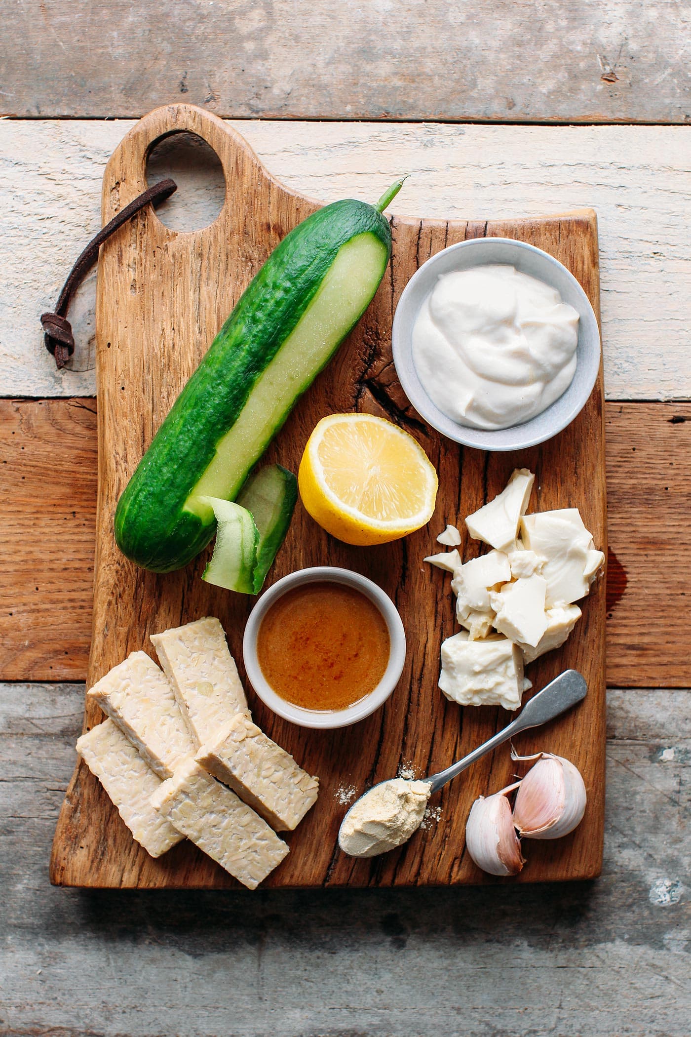 Creamy Cucumber Salad with Miso Tempeh