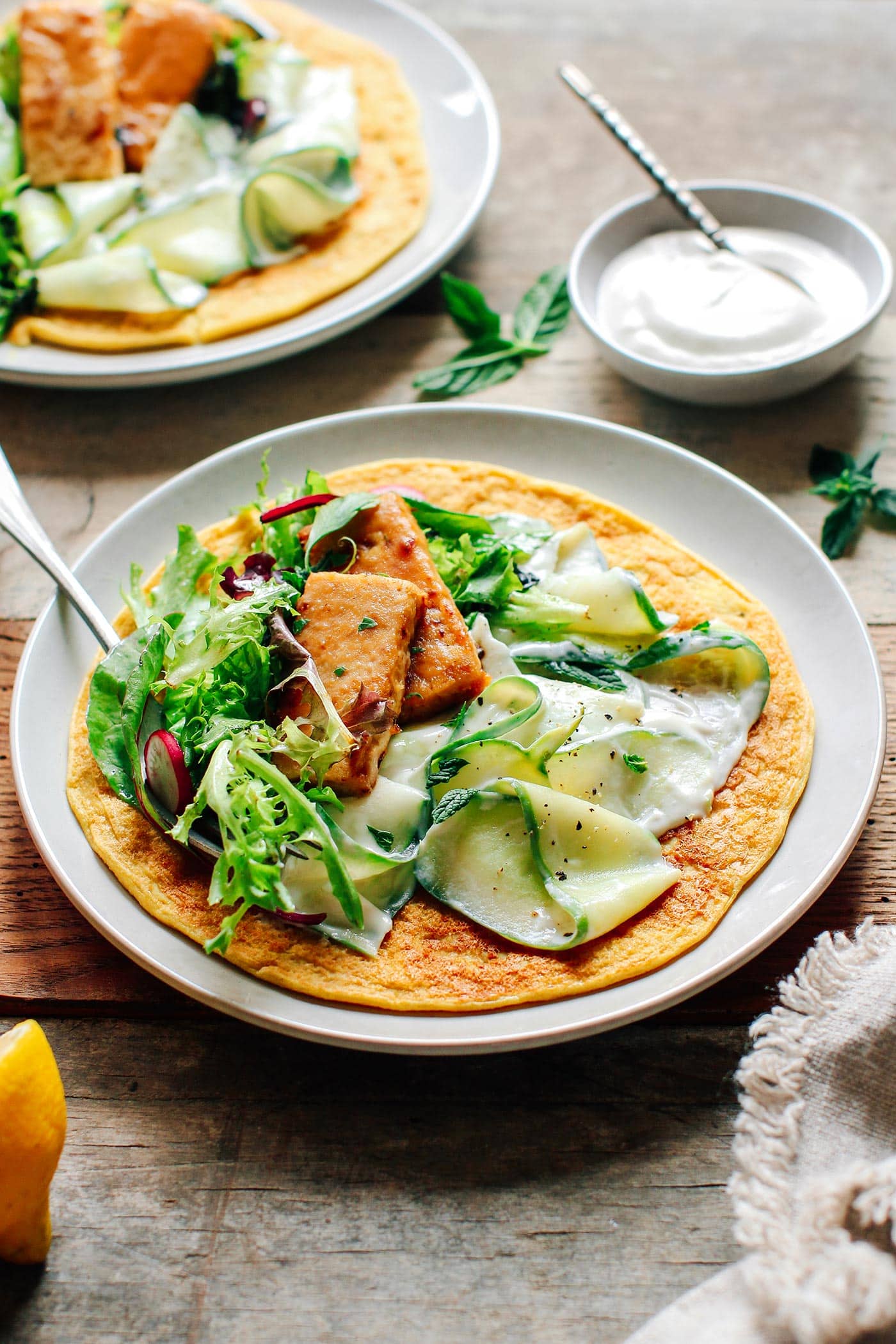 Creamy Cucumber Salad with Miso Tempeh