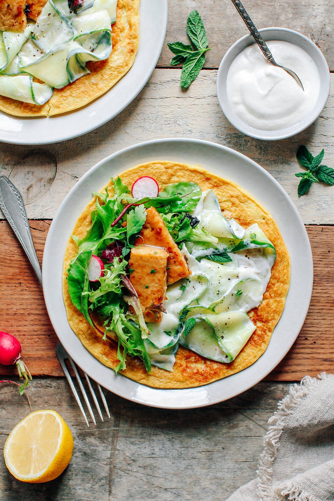 Creamy Cucumber Salad with Miso Tempeh