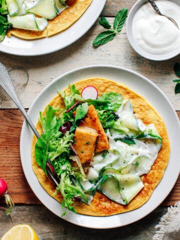 Creamy Cucumber Salad with Miso Tempeh