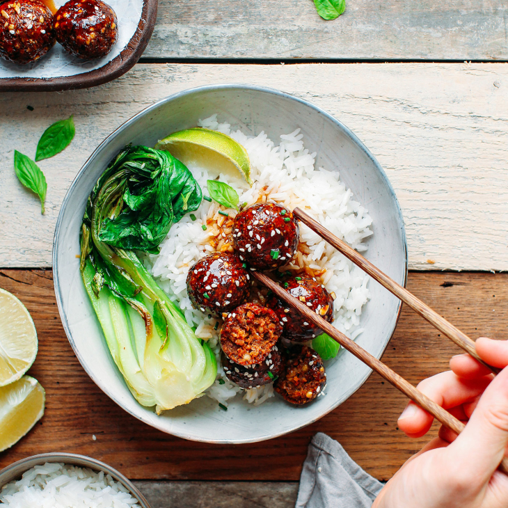 Vegan Tender Teriyaki Meatballs