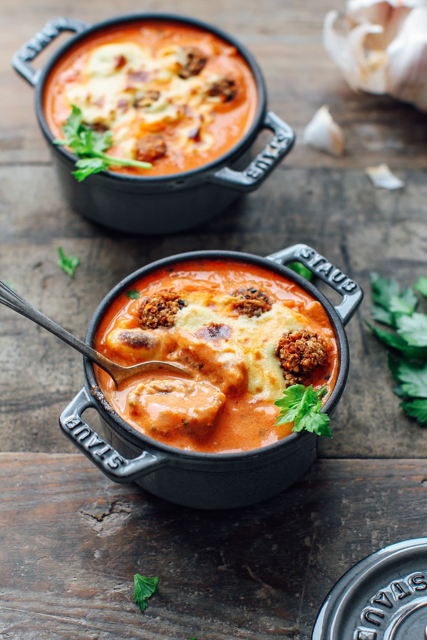 Cozy & Cheesy Vegan Meatball Soup