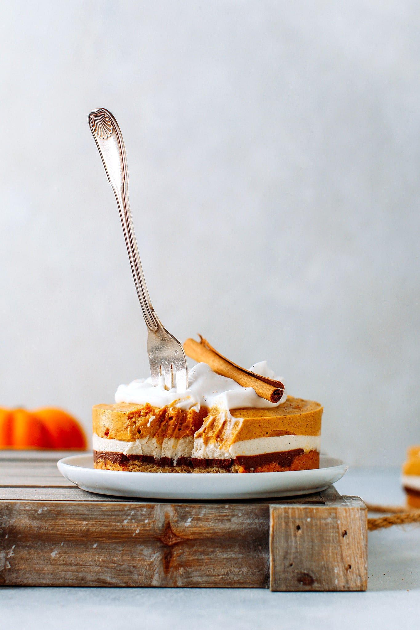 Creamy Pumpkin & Chocolate Cheesecake (Vegan + GF)