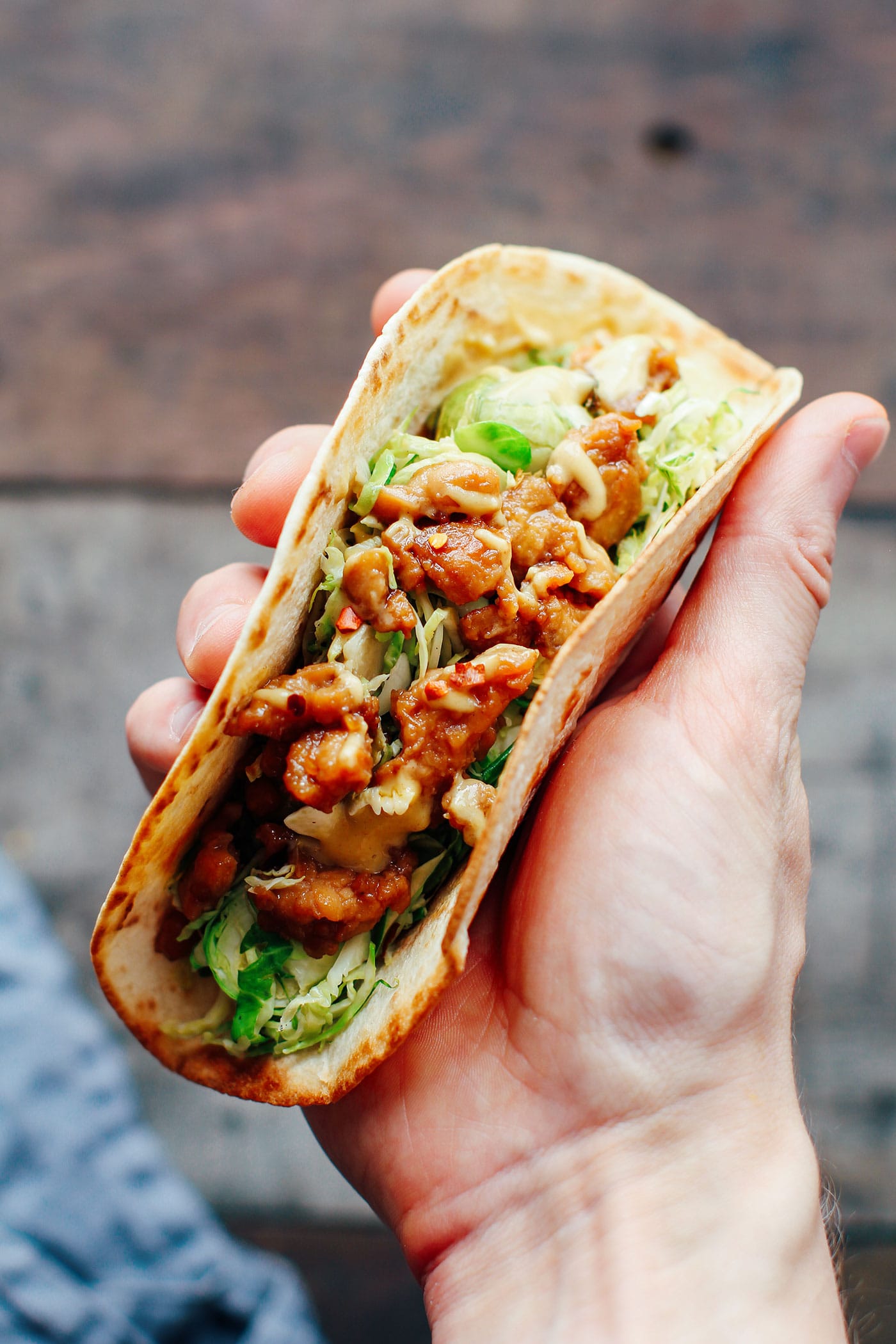 Roasted Brussel Sprouts & Tempeh Scramble Tacos