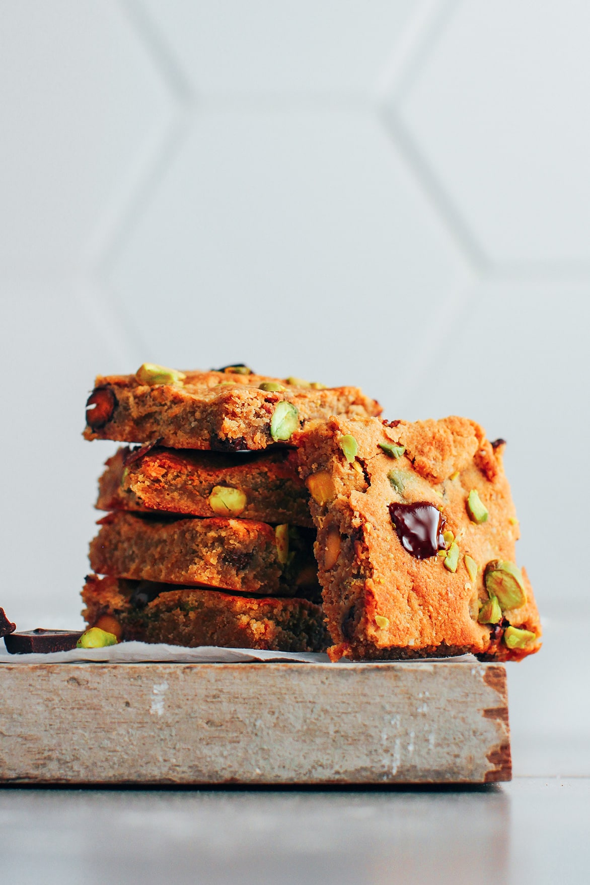 Amazing Pistachio & Chocolate Blondies (Vegan, GF, Paleo)