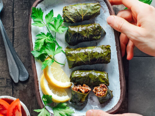 Vegetarian Stuffed Grape Leaves (Dolmas) - Alphafoodie