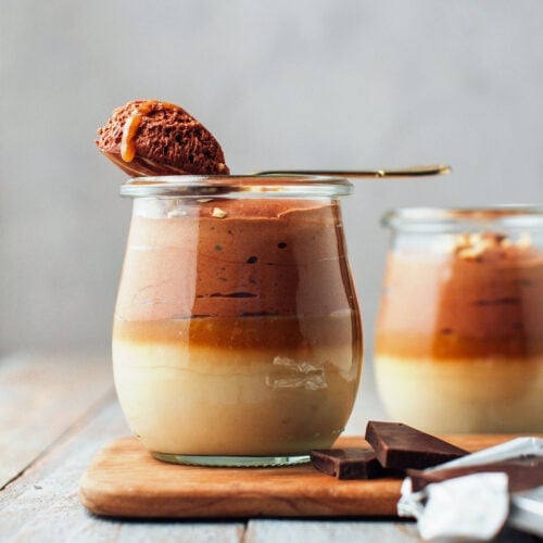 Vanilla Custard, Chocolate Mousse & Caramel Parfaits