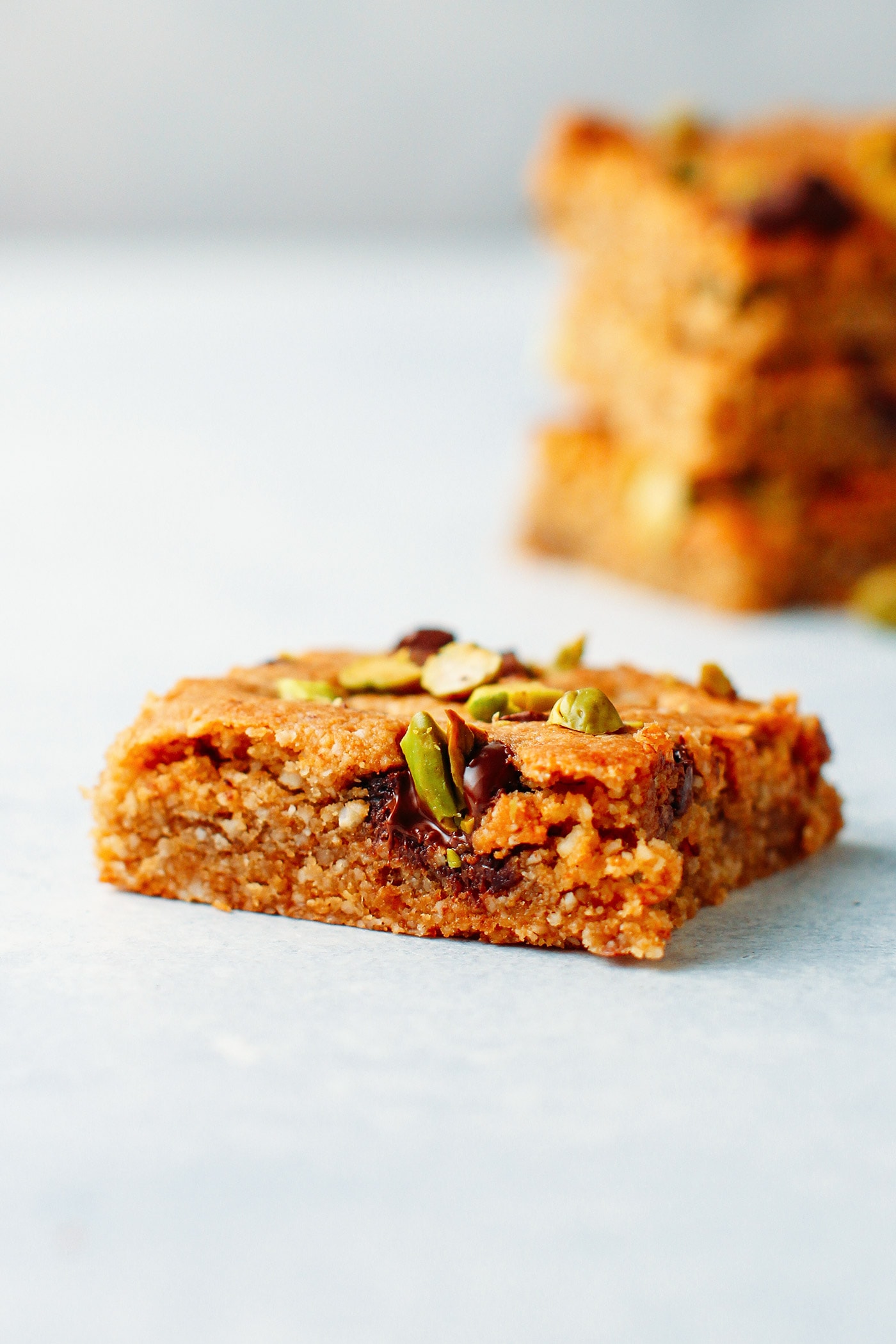 Amazing Pistachio & Chocolate Blondies (Vegan, GF, Paleo)