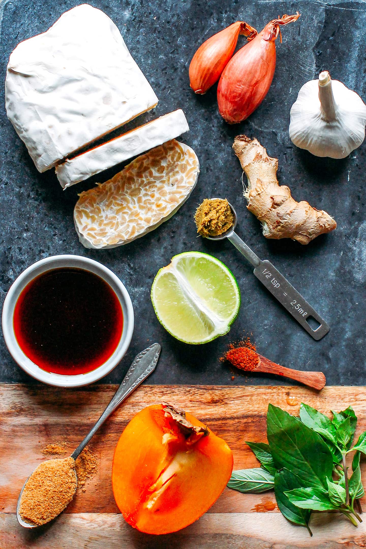 Thai Basil Tempeh with Persimmon Salsa