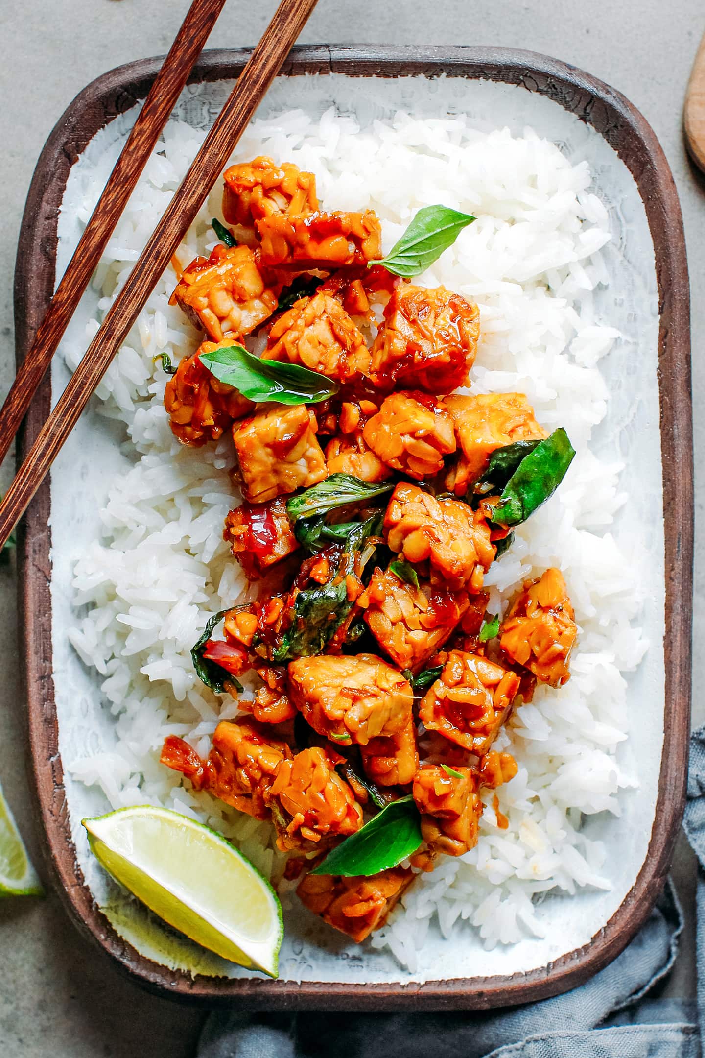 Thai Basil Tempeh with Persimmon Salsa