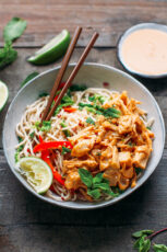 15 Minute Thai Peanut Jackfruit Noodles - Full of Plants