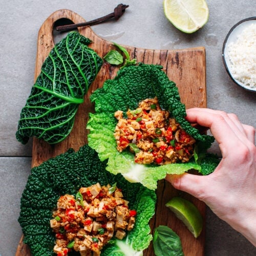 Teriyaki Tofu & Cauliflower Rice Cabbage Rolls